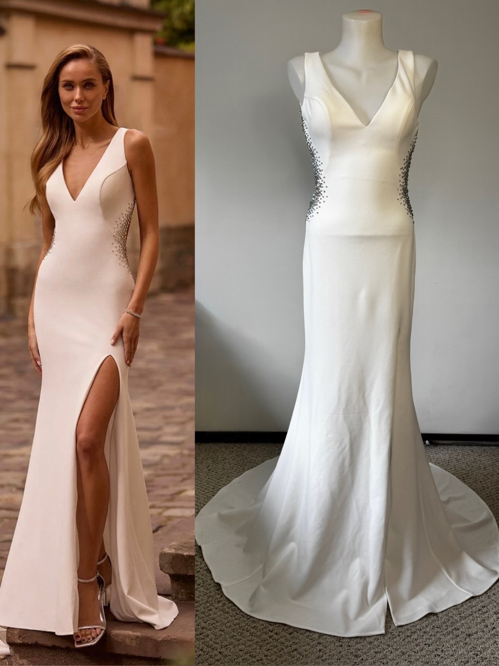 La Femme Wedding Gown Dress Maxi Floor Length White Ivory Sz 2 *Preowned Fair*